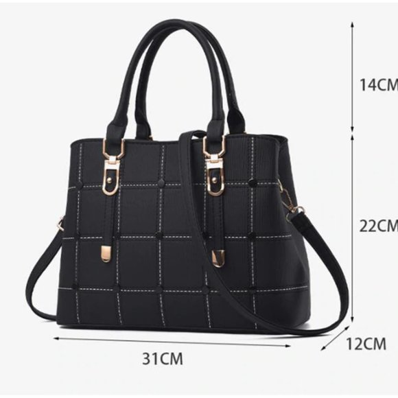 Large Capacity Vegan Leather Black Shoulder Bag - Picture 7 of 11